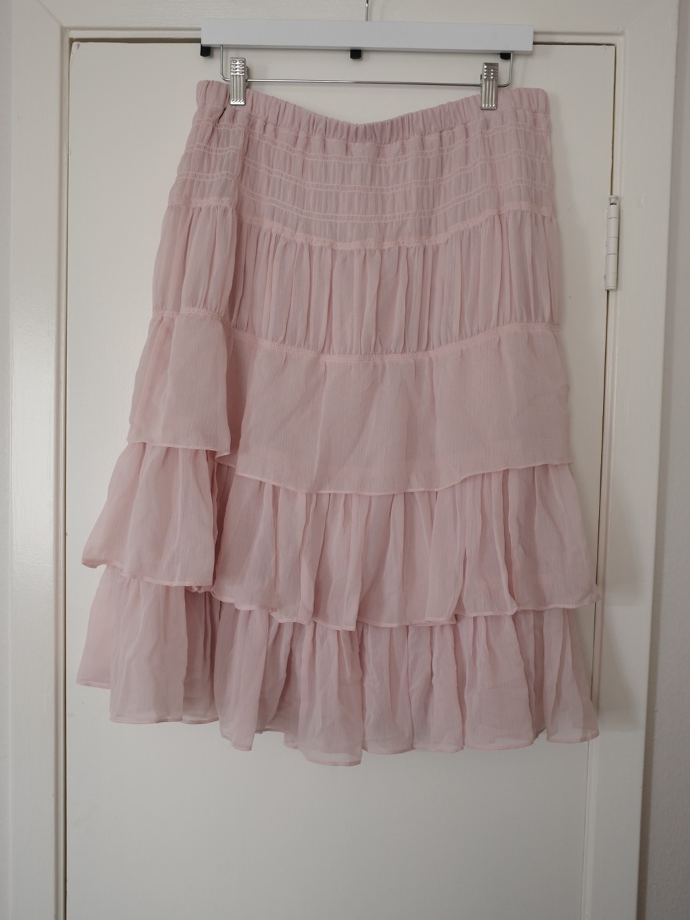 Express Light Pink Tiered Ruffle Skirt